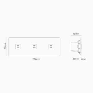 Kew Gniazdo USB-C 30 W x 3 w potrójnej ramce – Do malowania, Czarny