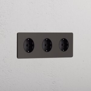 Grove Gniazdo Schuko typu F x 3 w potrójnej ramce – Brąz, Czarny