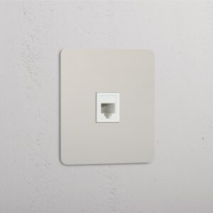 Kew Gniazdo RJ45 w pojedynczej ramce – Polerowany nikiel, Biały