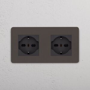 Grove Gniazdo Schuko/Bipasso x 2 w podwójnej ramce – Brąz, Czarny