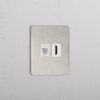 Grove Gniazdo RJ45 i HDMI w pojedynczej ramce – Polerowany nikiel, Biały