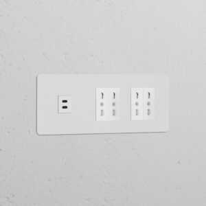 Kew Gniazdo USB-C 30 W i Bipasso x 4 w potrójnej ramce – Do malowania, Biały