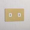 Kew Gniazdo USB-C 30 W x 2 w podwójnej ramce – Antyczny mosiądz, Biały