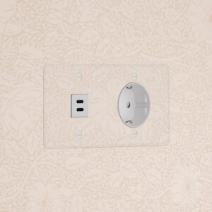 Kew Gniazdo USB-C 30 W i Schuko typu F x 2 w podwójnej ramce – Przezroczysty, Biały