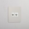 Kew Gniazdo RJ45 x 2 w pojedynczej ramce – Polerowany nikiel, Biały
