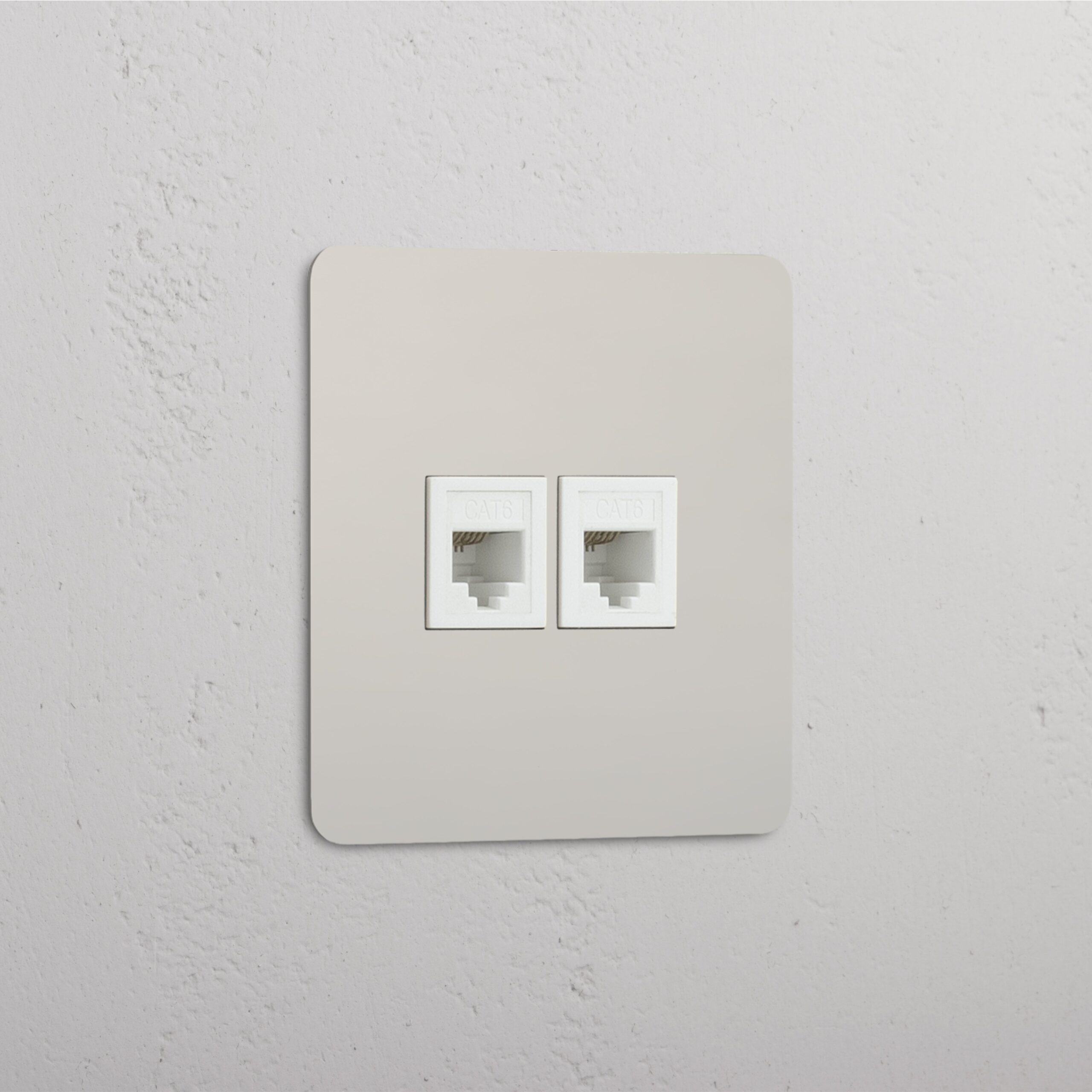 Kew Gniazdo RJ45 x 2 w pojedynczej ramce – Polerowany nikiel, Biały