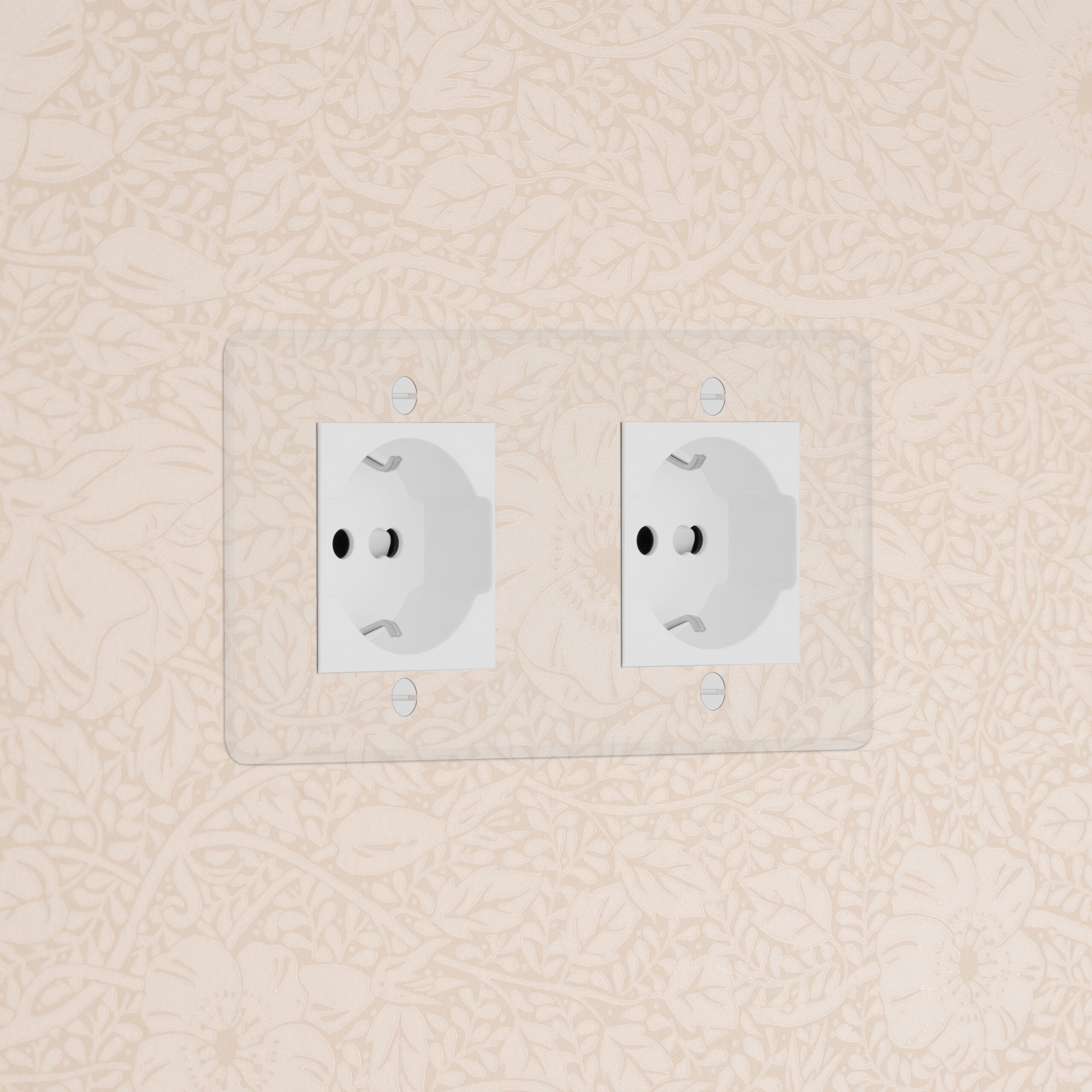 Kew Gniazdo Schuko/Bipasso x 2 w podwójnej ramce – Przezroczysty, Biały