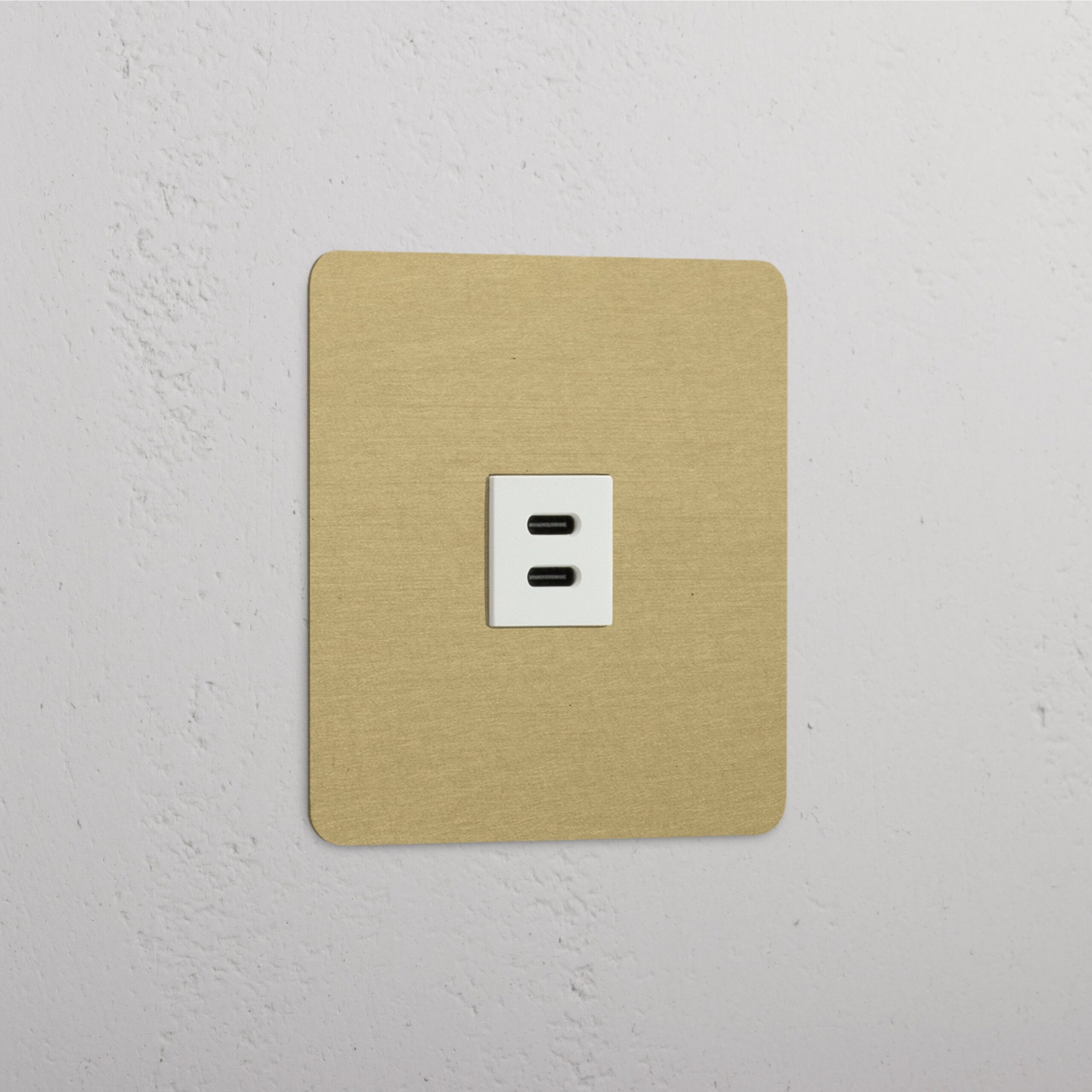 Kew Gniazdo USB-C 30 W w pojedynczej ramce – Antyczny mosiądz, Biały