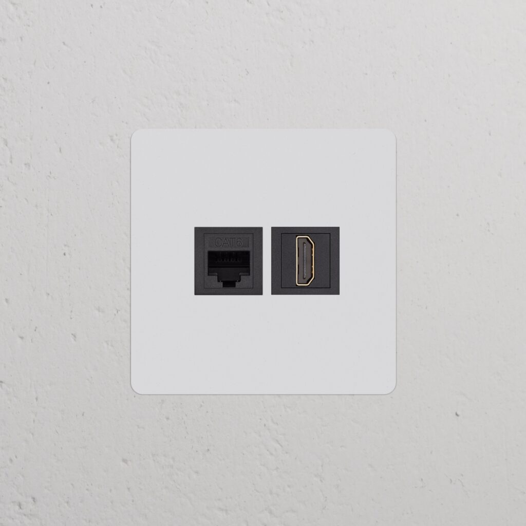 Kew Gniazdo RJ45 i HDMI w pojedynczej ramce – Do malowania, Czarny