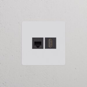 Kew Gniazdo RJ45 i HDMI w pojedynczej ramce – Do malowania, Czarny