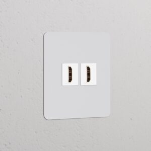 Kew Gniazdo HDMI x 2 w pojedynczej ramce – Do malowania, Biały
