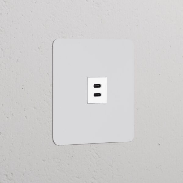 Kew Gniazdo USB-C 30 W w pojedynczej ramce – Do malowania, Biały