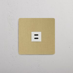 Kew Gniazdo USB-C 30 W w pojedynczej ramce – Antyczny mosiądz, Biały
