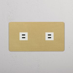 Kew Gniazdo USB-C 30 W x 2 w podwójnej ramce – Antyczny mosiądz, Biały