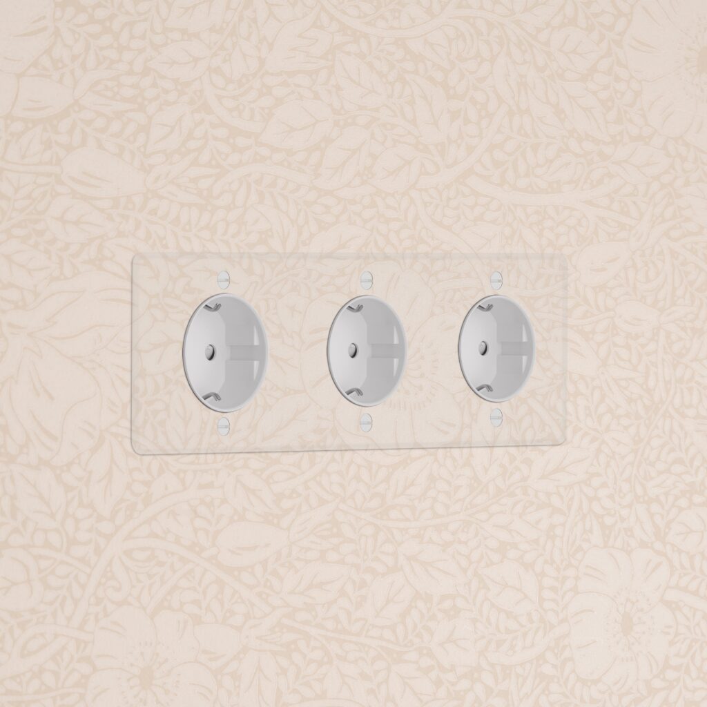 Kew Gniazdo Schuko typu F x 3 w potrójnej ramce – Przezroczysty, Biały