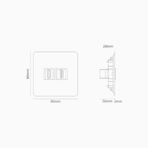 Kew Gniazdo HDMI x 2 w pojedynczej ramce – Polerowany nikiel, Czarny