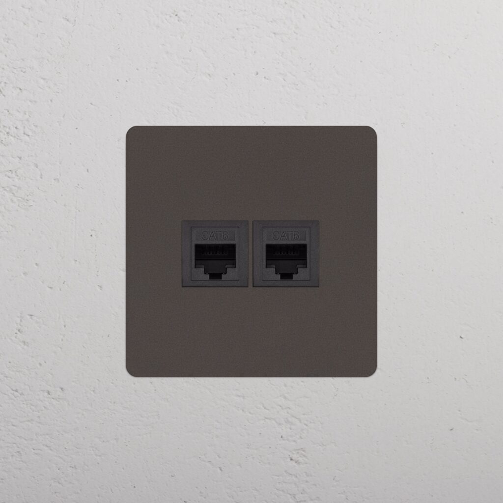 Kew Gniazdo RJ45 x 2 w pojedynczej ramce – Brąz, Czarny