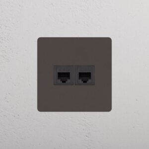 Kew Gniazdo RJ45 x 2 w pojedynczej ramce – Brąz, Czarny