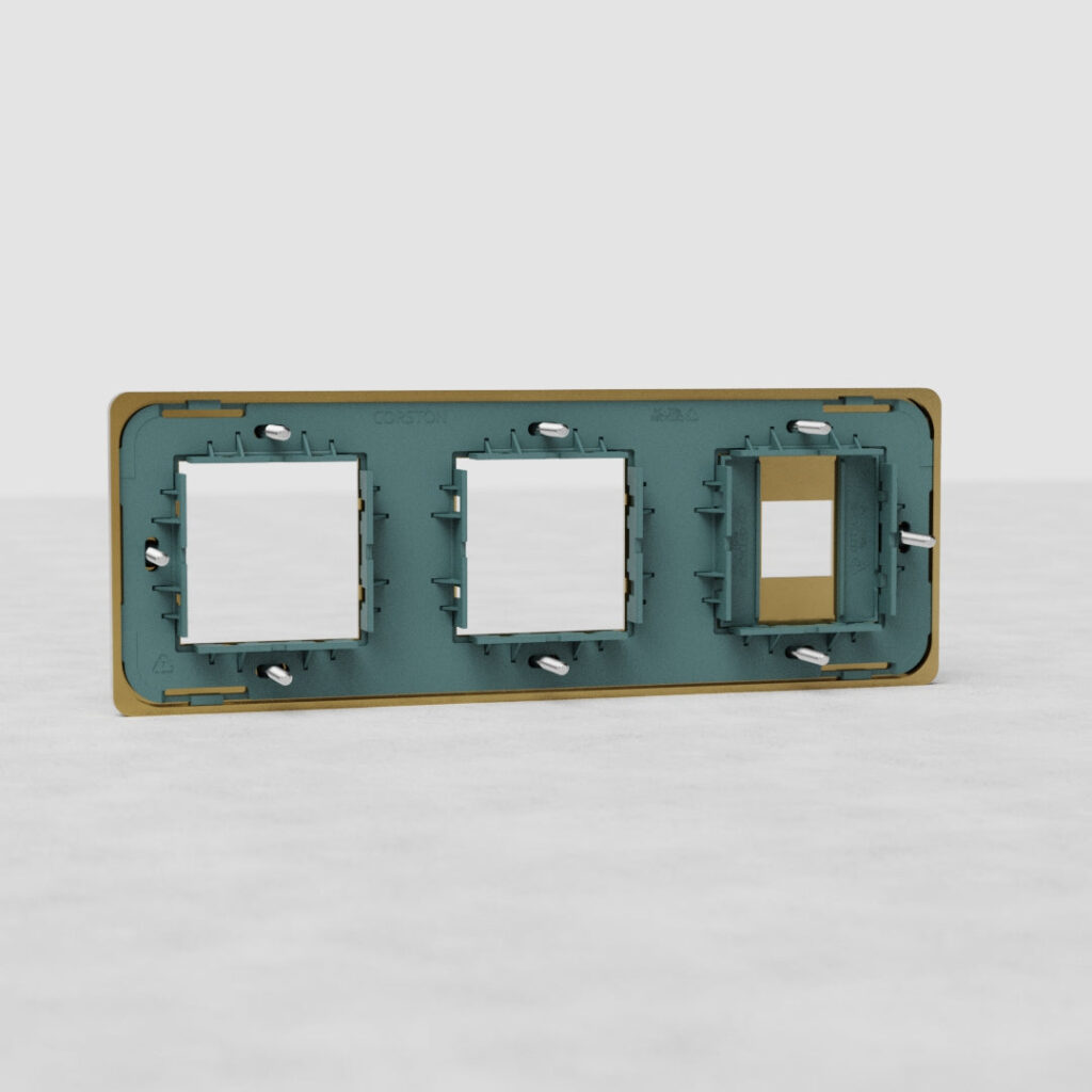 Grove Potrójna ramka modułowa na 2 x 45 mm moduły oraz 1 x keystone – Antyczny mosiądz