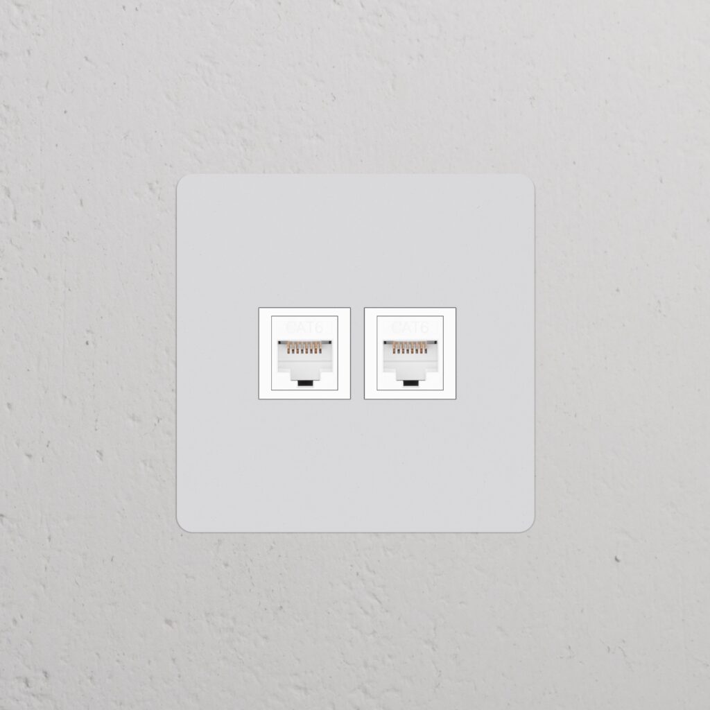 Kew Gniazdo RJ45 x 2 w pojedynczej ramce – Do malowania, Biały