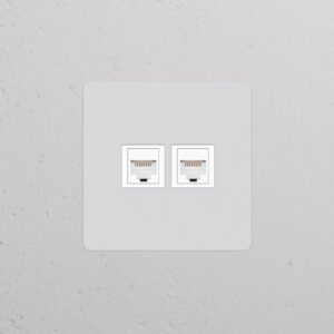 Kew Gniazdo RJ45 x 2 w pojedynczej ramce – Do malowania, Biały