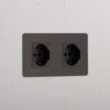 Kew Gniazdo Schuko/Bipasso x 2 w podwójnej ramce – Brąz, Czarny