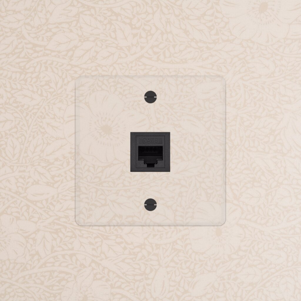 Kew Gniazdo RJ45 w pojedynczej ramce – Przezroczysty, Czarny