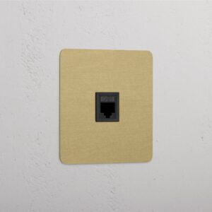 Kew Gniazdo RJ45 w pojedynczej ramce – Antyczny mosiądz, Czarny