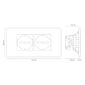 Grove 4-Module 2x Schuko/Bipasso Socket – Satynowy nikiel, Biały