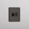 Grove Gniazdo RJ45 i HDMI w pojedynczej ramce – Brąz, Czarny