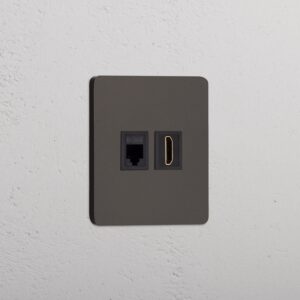 Grove Gniazdo RJ45 i HDMI w pojedynczej ramce – Brąz, Czarny