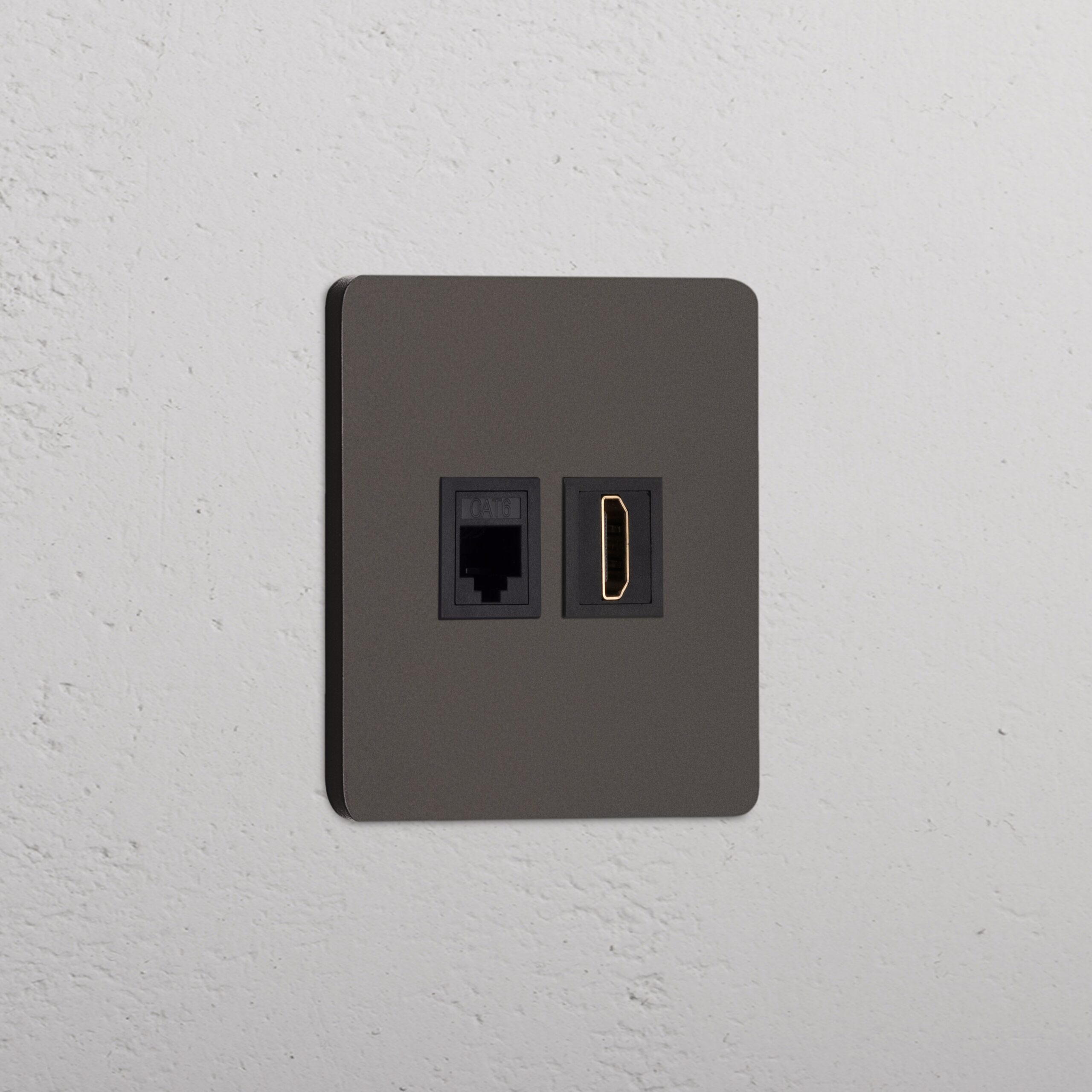 Grove Gniazdo RJ45 i HDMI w pojedynczej ramce – Brąz, Czarny