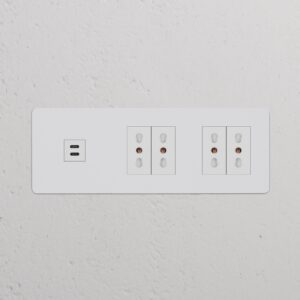 Kew Gniazdo USB-C 30 W i Bipasso x 4 w potrójnej ramce – Do malowania, Biały