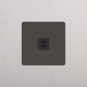 Grove Gniazdo USB-C 30 W w pojedynczej ramce – Brąz, Czarny