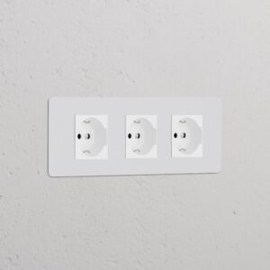 Kew Gniazdo Schuko/Bipasso x 3 w potrójnej ramce – Do malowania, Biały