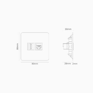 Kew Gniazdo RJ45 i HDMI w pojedynczej ramce – Polerowany nikiel, Biały