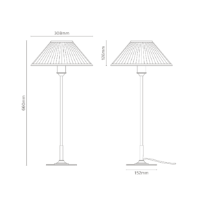 Cotswold średnia plisowana lampa stołowa niebieskoszary – Satynowy nikiel