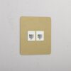 Kew Gniazdo RJ45 x 2 w pojedynczej ramce – Antyczny mosiądz, Biały