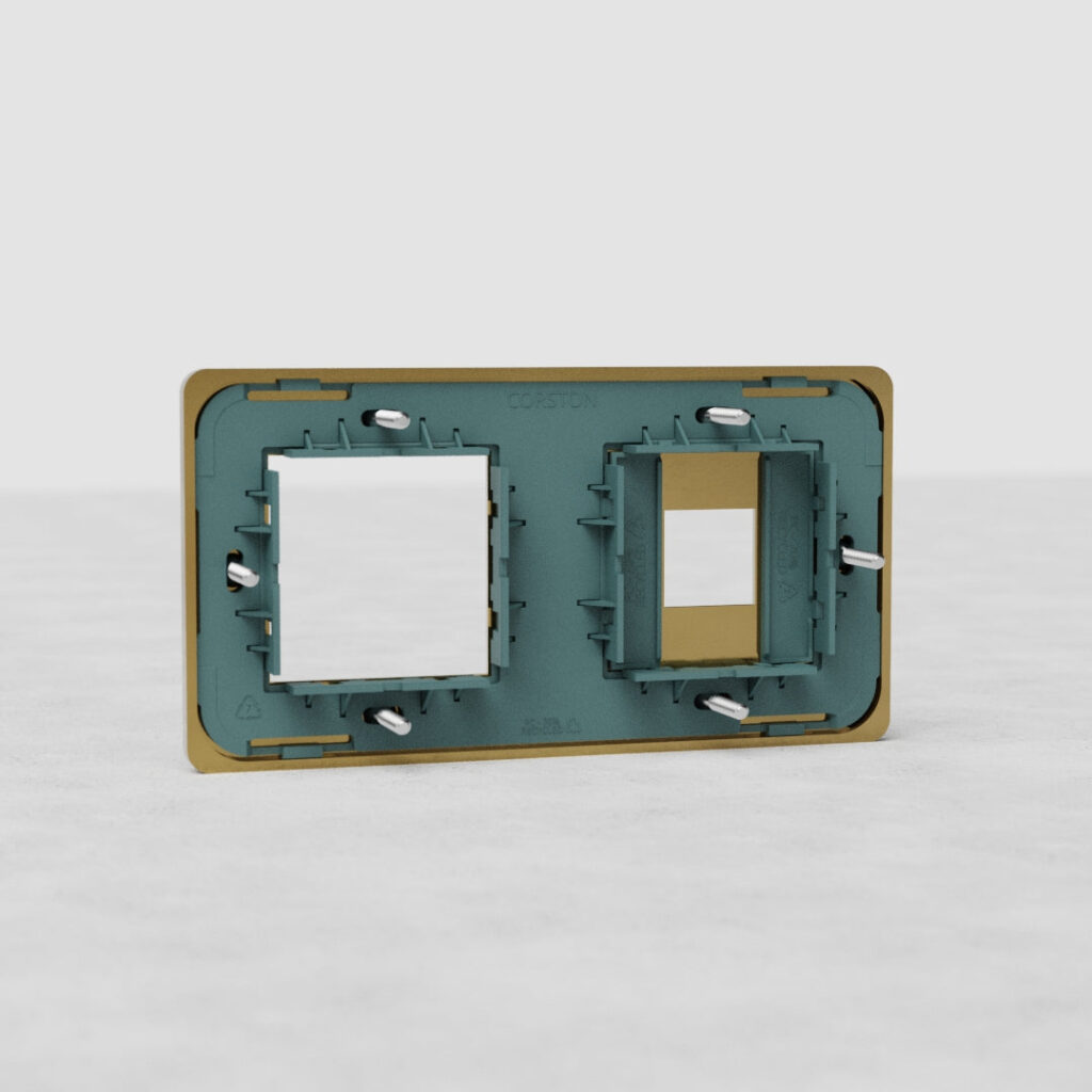 Grove Podwójna ramka modułowa na 1 x 45 mm moduł oraz 1 x keystone – Antyczny mosiądz
