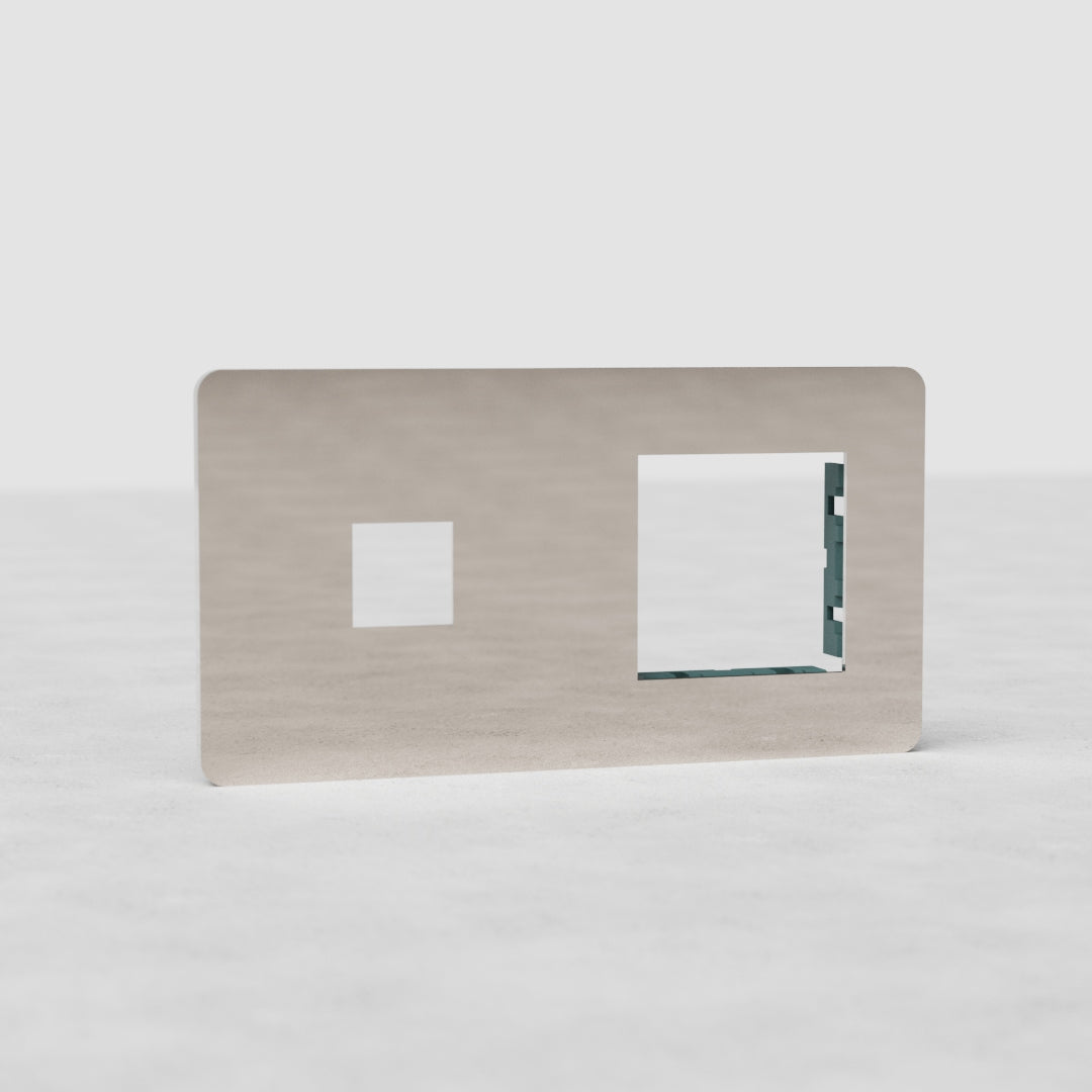 Grove Podwójna ramka modułowa na 1 x 45 mm moduł oraz 1 x keystone – Polerowany nikiel