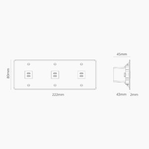 Kew Gniazdo USB-C 30 W x 3 w potrójnej ramce – Przezroczysty, Biały