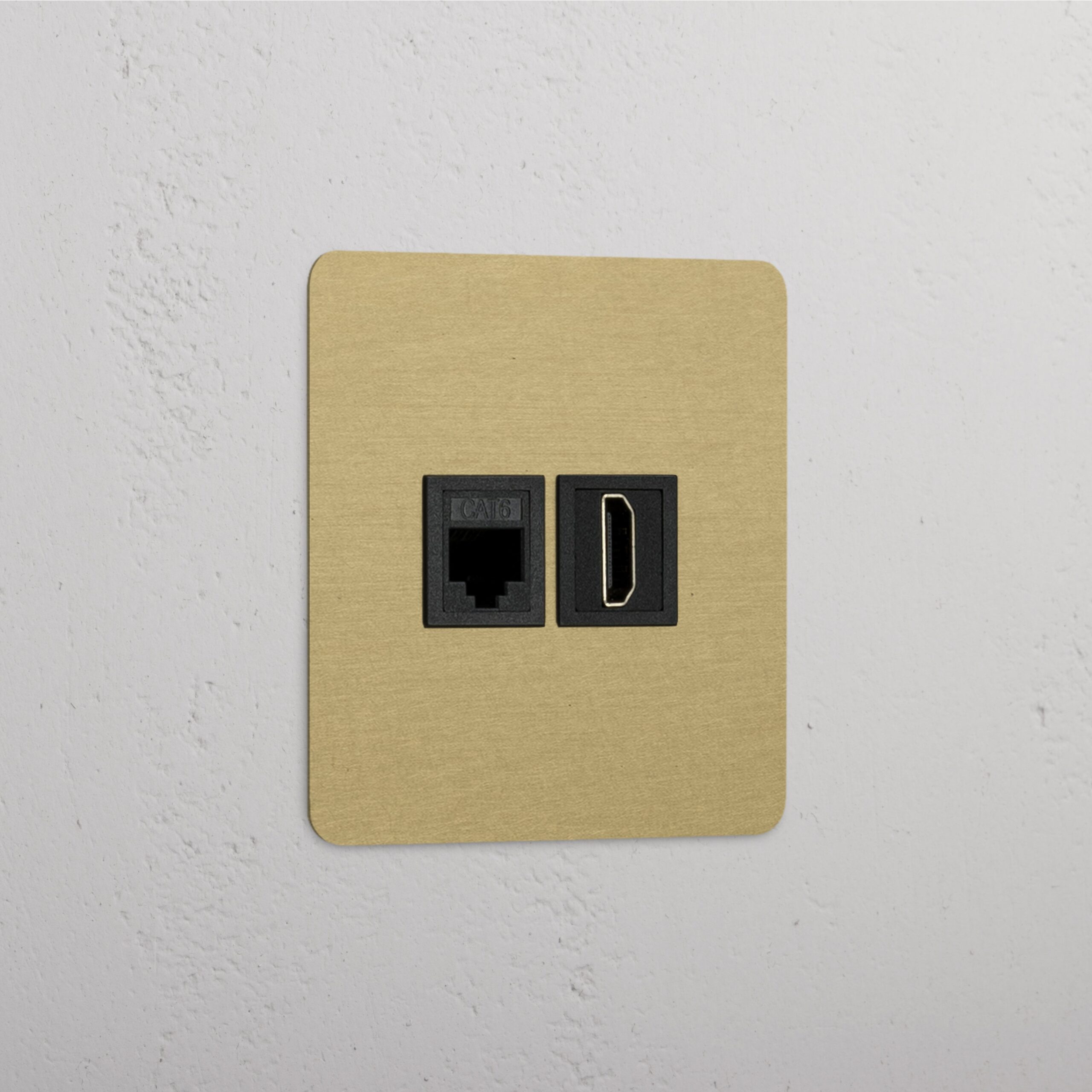 Kew Gniazdo RJ45 i HDMI w pojedynczej ramce – Antyczny mosiądz, Czarny