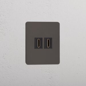 Kew Gniazdo HDMI x 2 w pojedynczej ramce – Brąz, Czarny