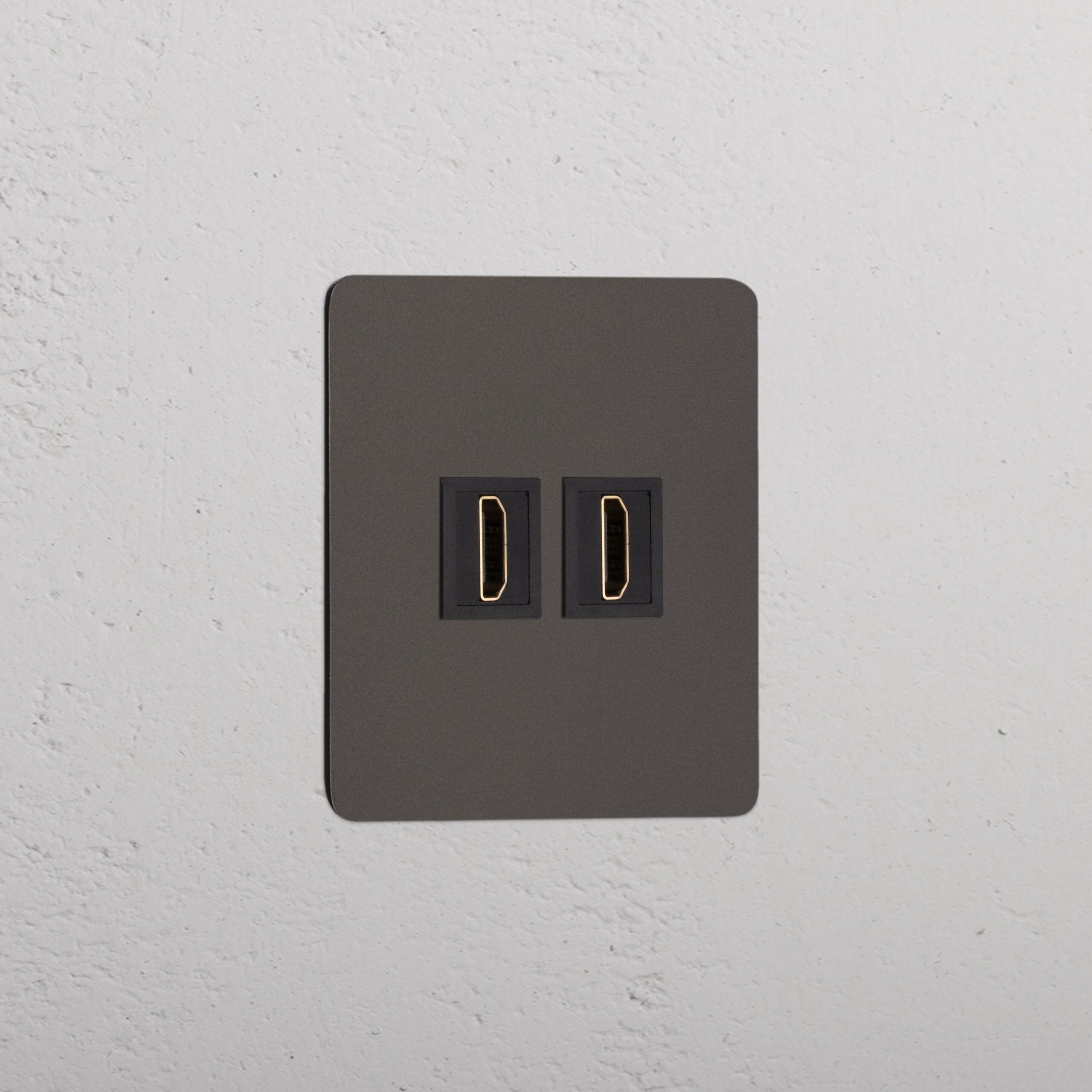 Kew Gniazdo HDMI x 2 w pojedynczej ramce – Brąz, Czarny