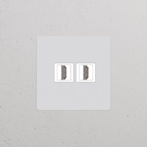 Kew Gniazdo HDMI x 2 w pojedynczej ramce – Do malowania, Biały