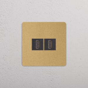 Grove Gniazdo HDMI x 2 w pojedynczej ramce – Antyczny mosiądz, Czarny