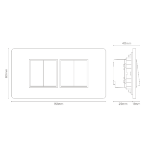 Grove 4-Module 4x Rocker Switch – Satynowy nikiel, Czarny