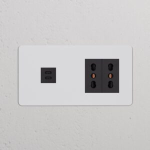 Kew Gniazdo USB-C 30 W i Bipasso x 2 w podwójnej ramce – Do malowania, Czarny