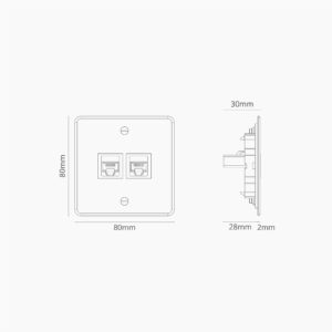 Kew Gniazdo RJ45 x 2 w pojedynczej ramce – Przezroczysty, Czarny