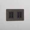 Kew Gniazdo Bipasso x 4 w podwójnej ramce – Brąz, Czarny